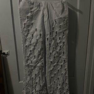 White jeans with cute designs